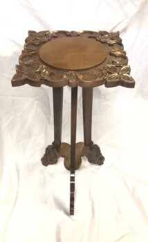 Ahşap Oyma Mini Sehpa - Saksılık - 2