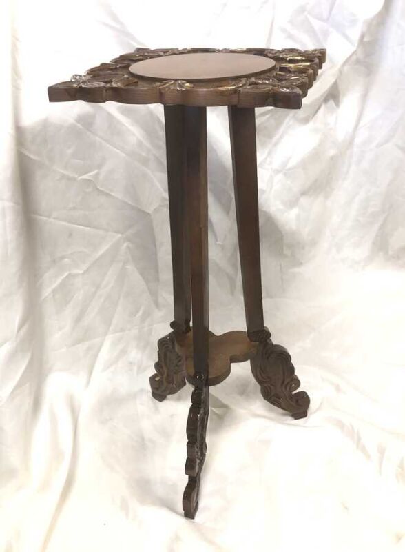 Ahşap Oyma Mini Sehpa - Saksılık - 5