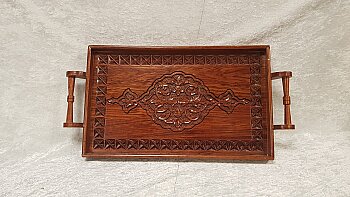 Gül ağacı rumi oyma tepsi - 1