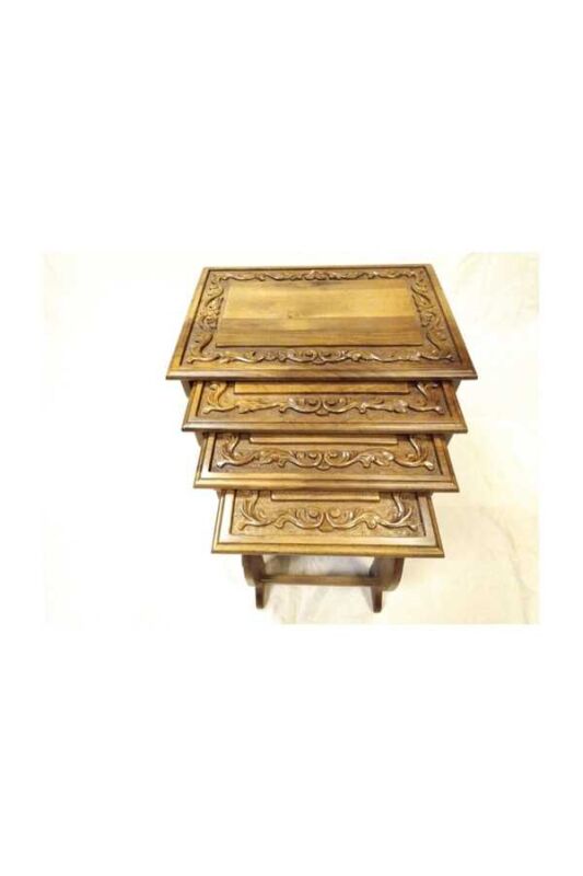 Ahşap Oyma Zigon Sehpa Takımı - 3