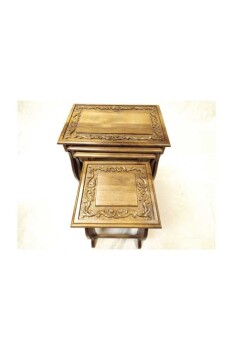 Ahşap Oyma Zigon Sehpa Takımı - 5